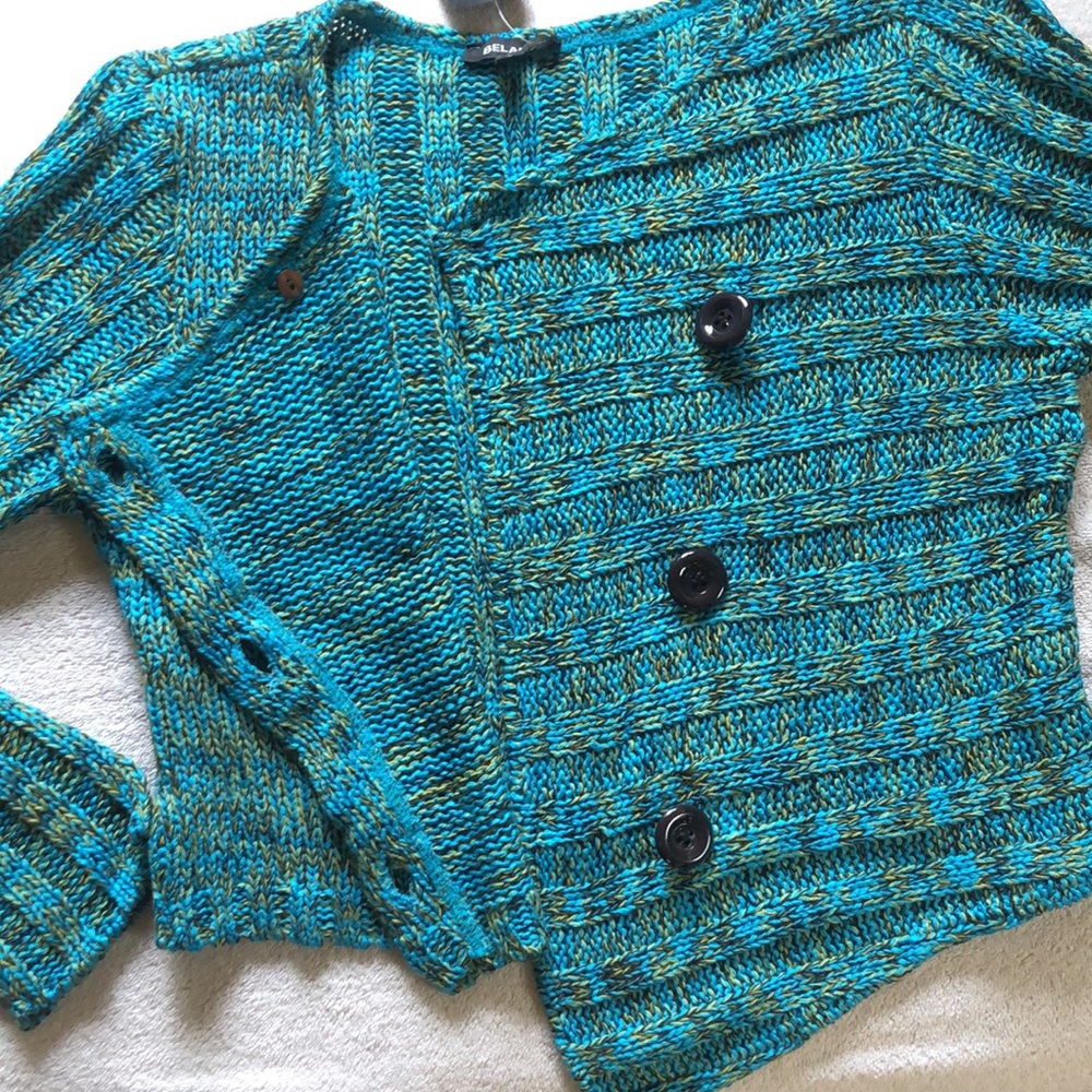 Asymmetrical Big Button Cardigan - Picture 2 of 9